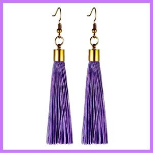 PURPLE THREAD TASSEL‎ EARRINGS- NEW